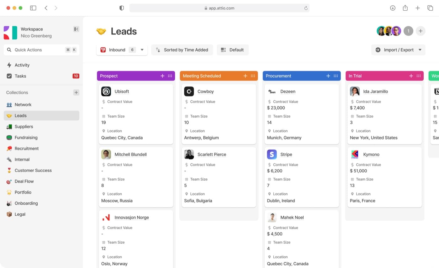 CRM workflow screen