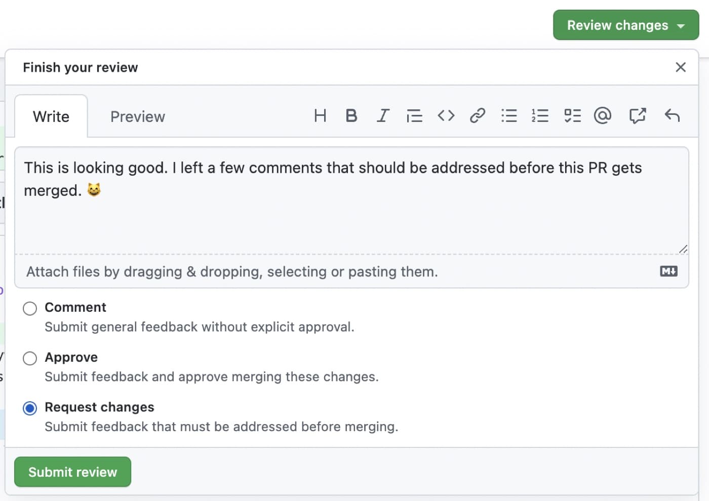Review workflow screen