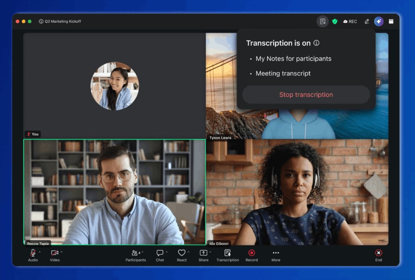 Meeting workflow screen